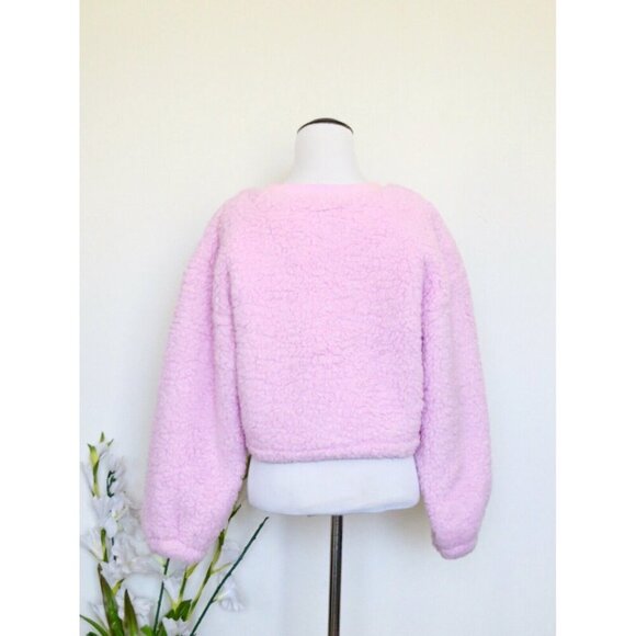 NEW! Forever 21 Hello Kitty x Collection Fuzzy Sherpa Sweater Sanrio Pink SZ S - Picture 7 of 10